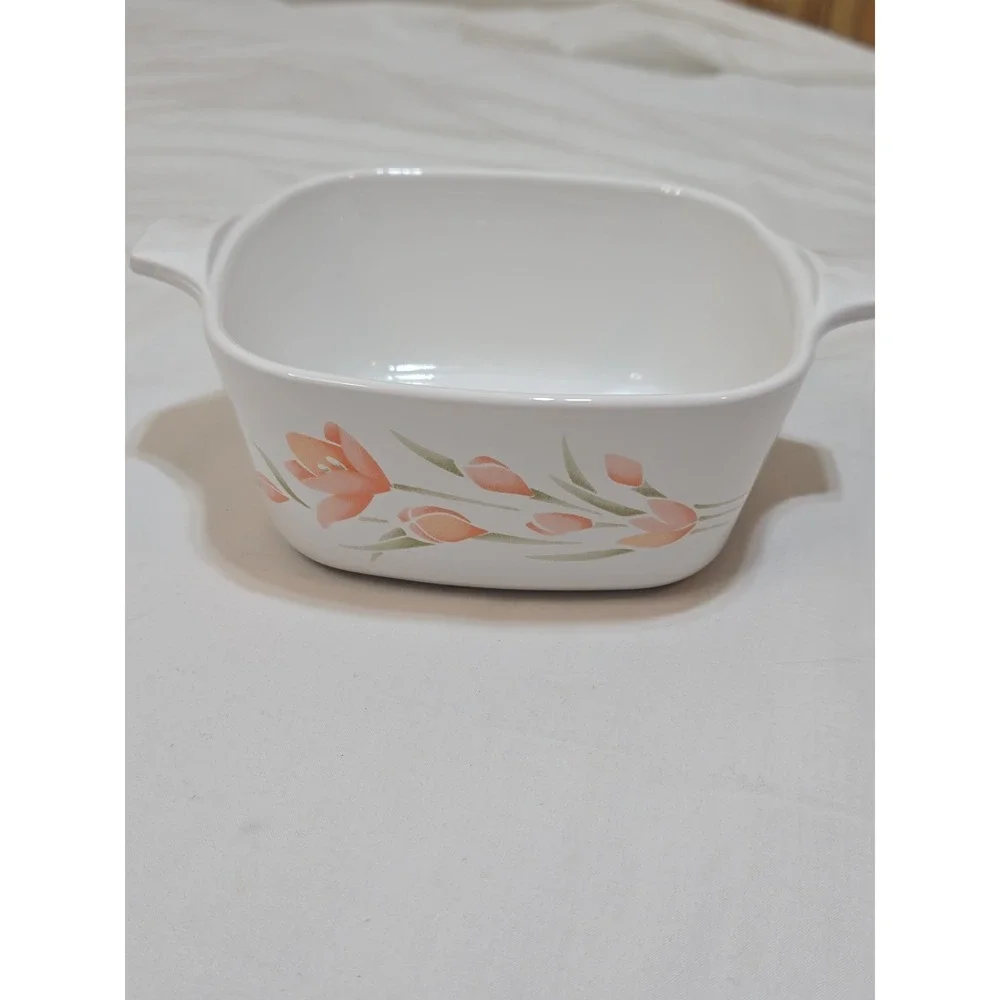 VTG Corning Ware Peach Floral Casserole Petite Dish P-43-B 700ml